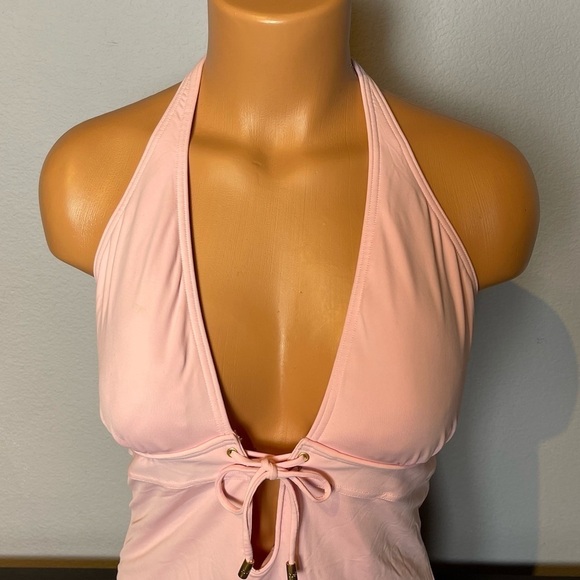 Nwt Michael Kors Deep V-Neck Pink Halter One Piece Swimsuit (SW15) - Picture 3 of 9